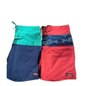 Vineyard Vines Men's Blue And Green/shark Coral Board Shorts Size 40 Lot X2